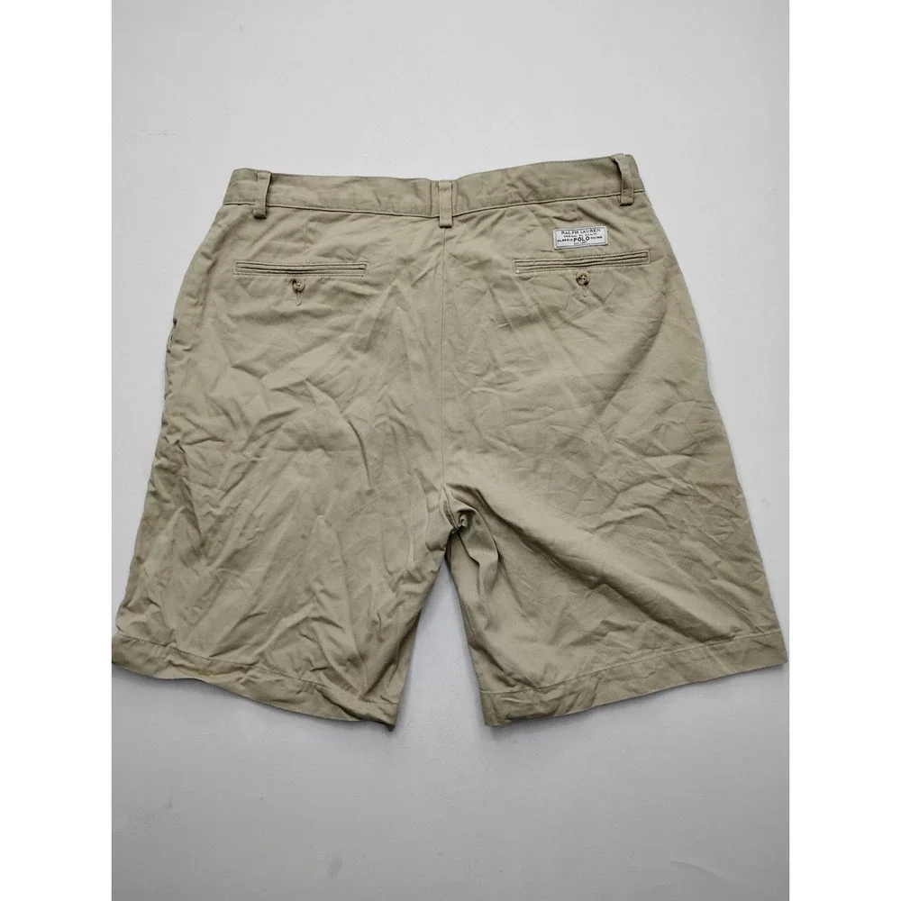 Polo Ralph Lauren‎ Prospect Beige Cotton Chino Shorts Flat Front Mens 33 10in